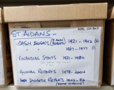 Archived historical papers St. Aidan's Box 5