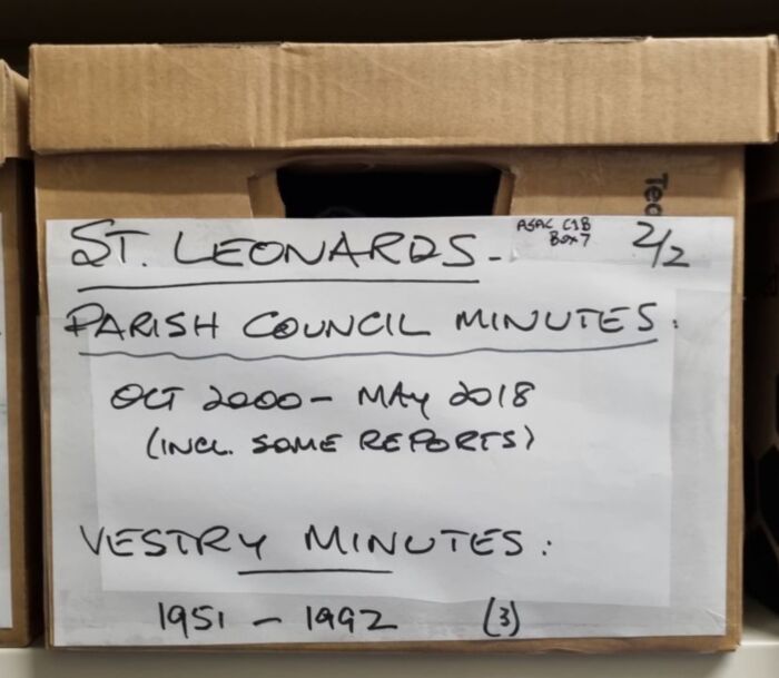 Archived historical papers St. Leonards Parish C1B Box  5
