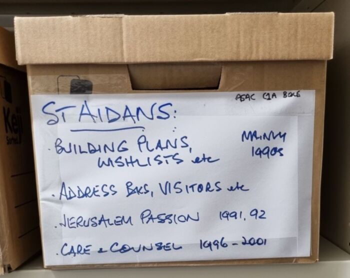 Archived historical papers St. Aidan's Box 6