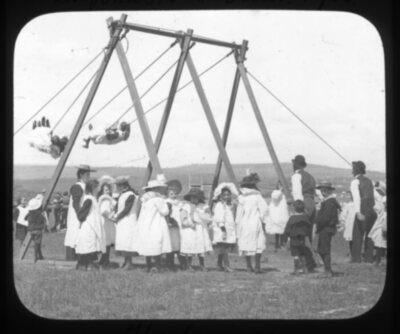 Sunday School Treat 1900 - on the swings