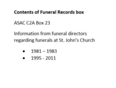 Funerals at St. John's Church