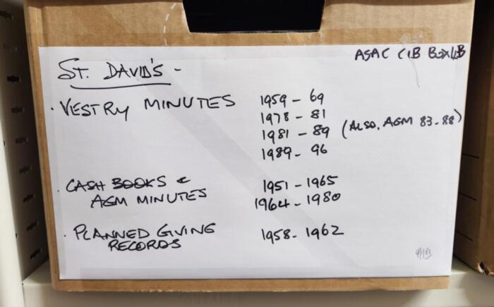 Archived historical papers St. David's - C1B Box 1