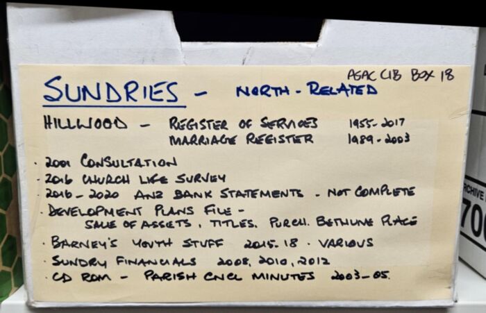 Archived historical papers  Parish of Launceston North - ASAC C1B Box 21