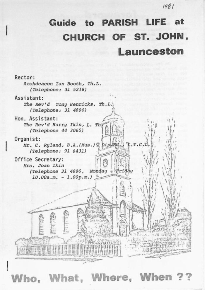 Vestry & Parish Council Sub-Committees - St. John's 1975-2001