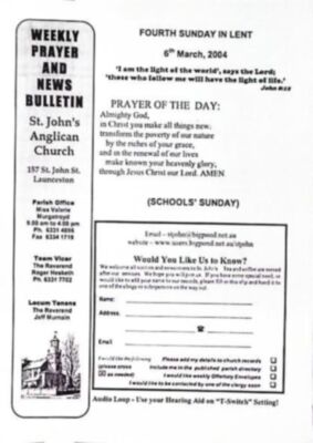 Example of St. John's Weekly Bulletin