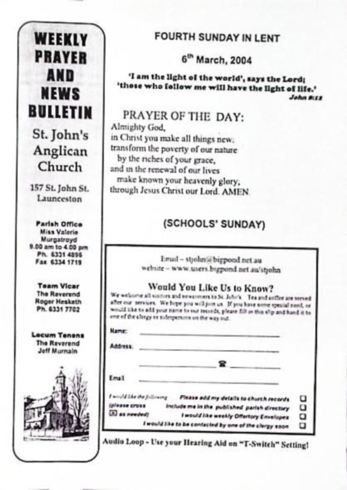 Weekly Bulletins - St. John's Church