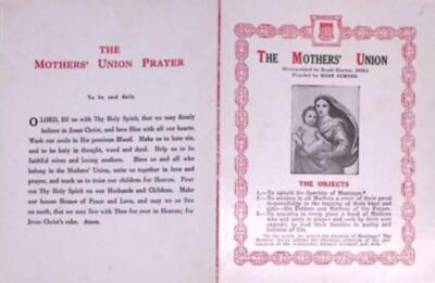 Mothers' Union aims and prayer - mid 20th century publication