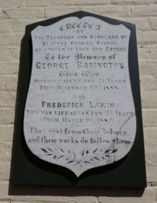 Memorial plaque - George Babington and Frederick Lakin