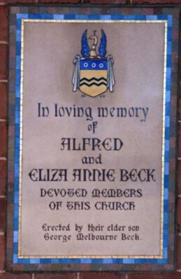Memorial Plaque - Alfred and Eliza Beck