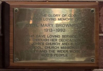 Memorial Plaque - Sybil Mary Brownrigg