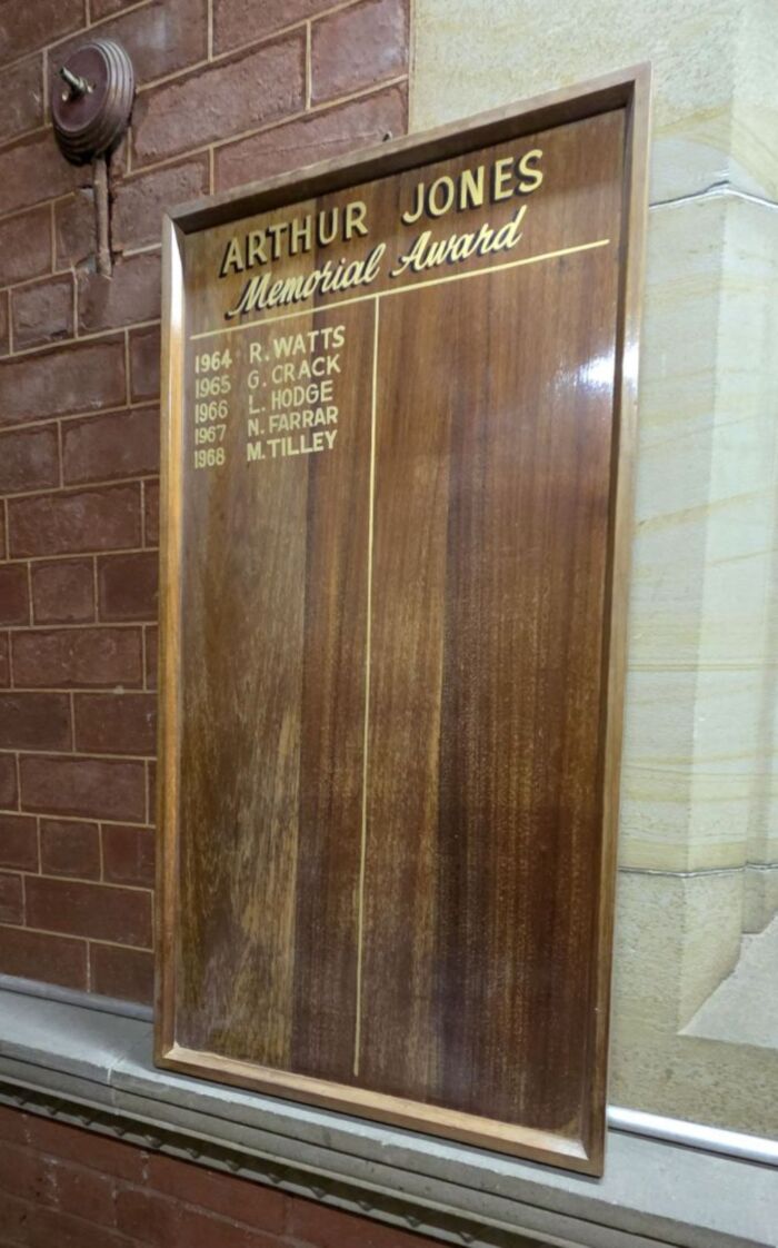 honour board - Arthur Jones Memorial Award
