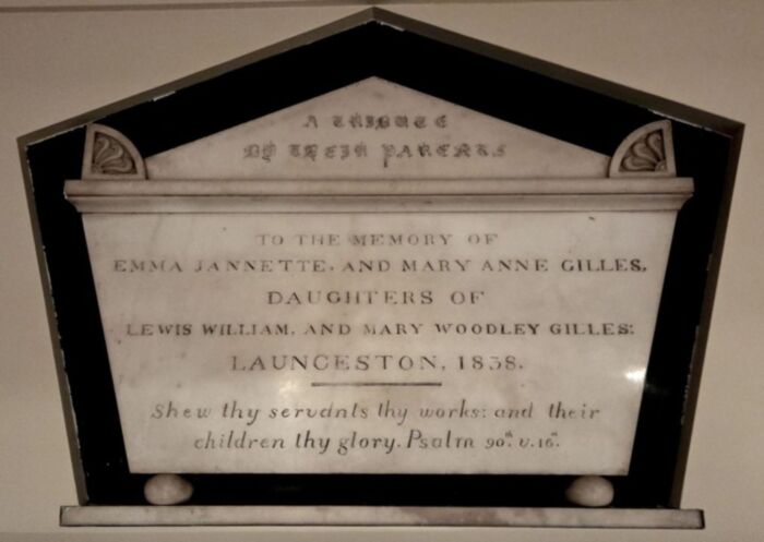 Memorial Plaque -  Emma and Mary Ann Gilles