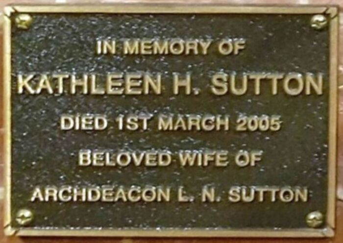 Memorial Plaque - Kathleen Huntingdon Sutton