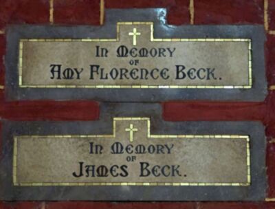 Memorial Plaque - Amy Florence Beck;Memorial Plaque - James and Amy Beck