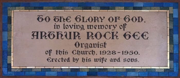 Memorial Plaque - Arthur Rock Gee