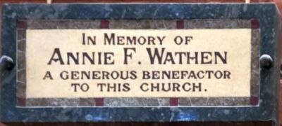 Memorial plaque - Annie Florence Wathen