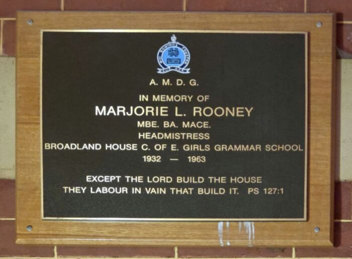 Memorial Plaque - Marjorie L. Rooney