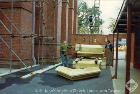 Parapet blocks for SW corner
