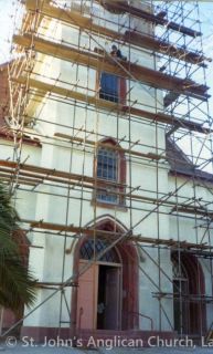 West tower scaffolding - not great for wedding photos
