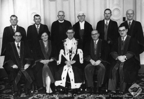 1958 Launceston City Council and chaplain.jpg