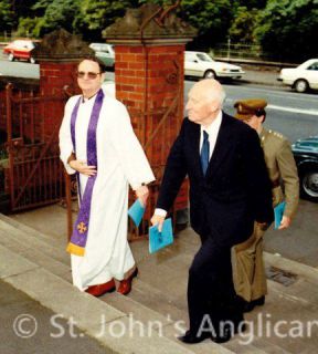 His Excellency the Governor arriving for the 160th anniversary service at St. Johns
