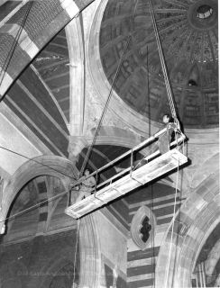 1960s ca dome workers on scaffold