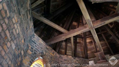 Original timberwork inside west tower cupola - taken 2015