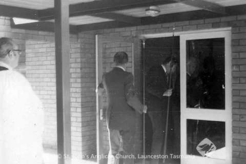 1975 Mar 16 Opening of Parish Centre Revd Hugh Girvan Max Easther John Roberts Doug Gill