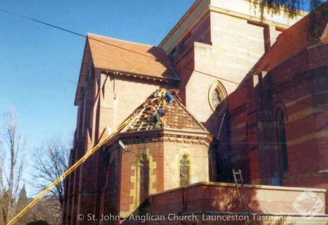 1982 - July - tiling east chapel roof