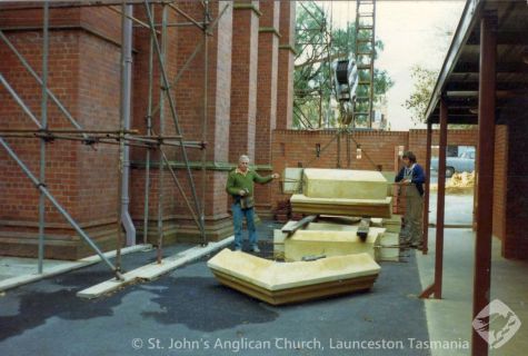 Parapet blocks for SW corner