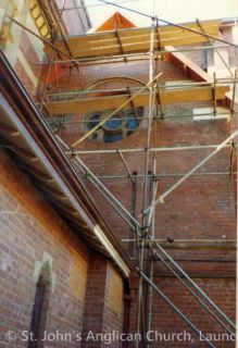 Scaffolding around church and chapel 1