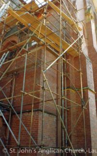 Scaffolding around church and chapel 2