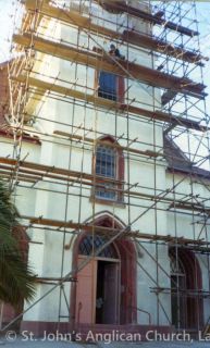 West tower scaffolding - not great for wedding photos